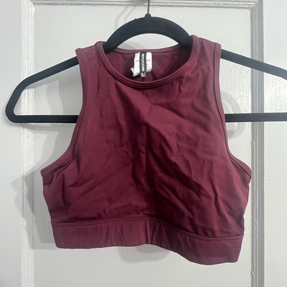 PrettyLittleThing Dark Red Sleeveless Crop Top
